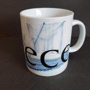 Starbucks Greece City Coffee Mug Collectors Series 2002 Blue White 16 oz Rastal